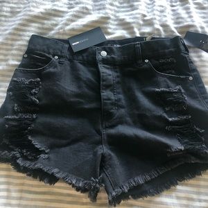Black denim shorts